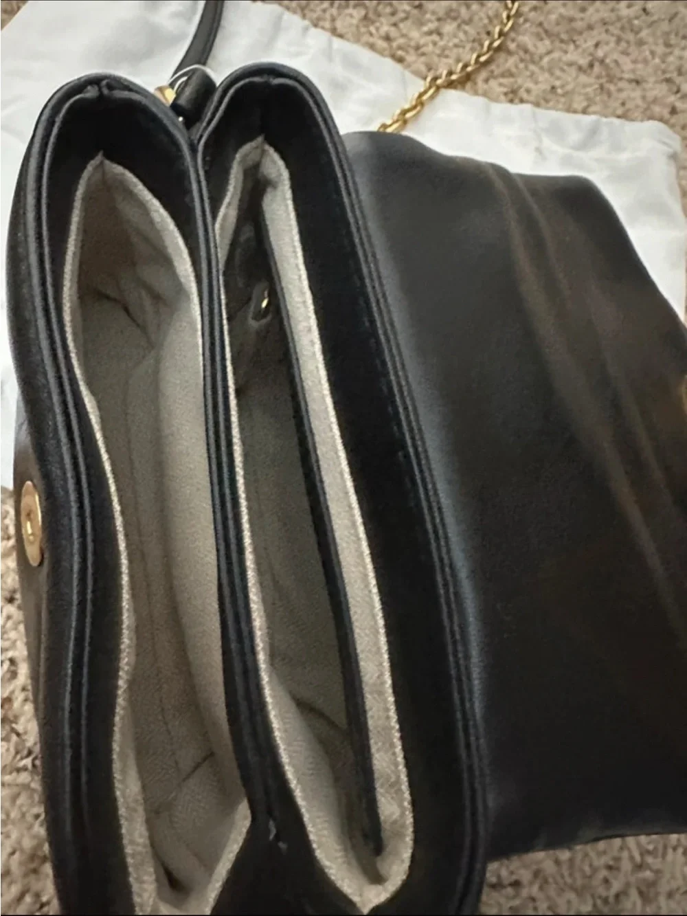 Ted Baker Black Leather Satchel with Gold Hardware